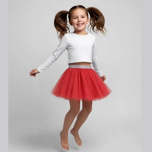 Raudonas tutu sijonas mergaitei