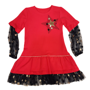 Stilinga puošni raudona suknelė mergaitei
