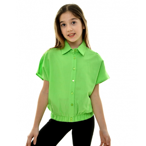 Medvilniniai marškiniai mergaitei žali