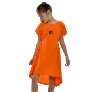 Orandžinė trikotažinė suknelė mergaitei